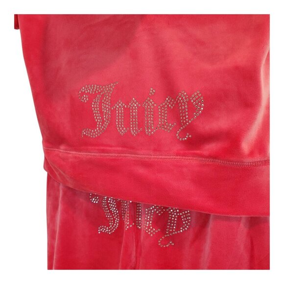 NWT JUICY COUTURE SZ M Hot Pink Watermelon Velour Hoodie & Shorts Tracksuit Set - Picture 5 of 10
